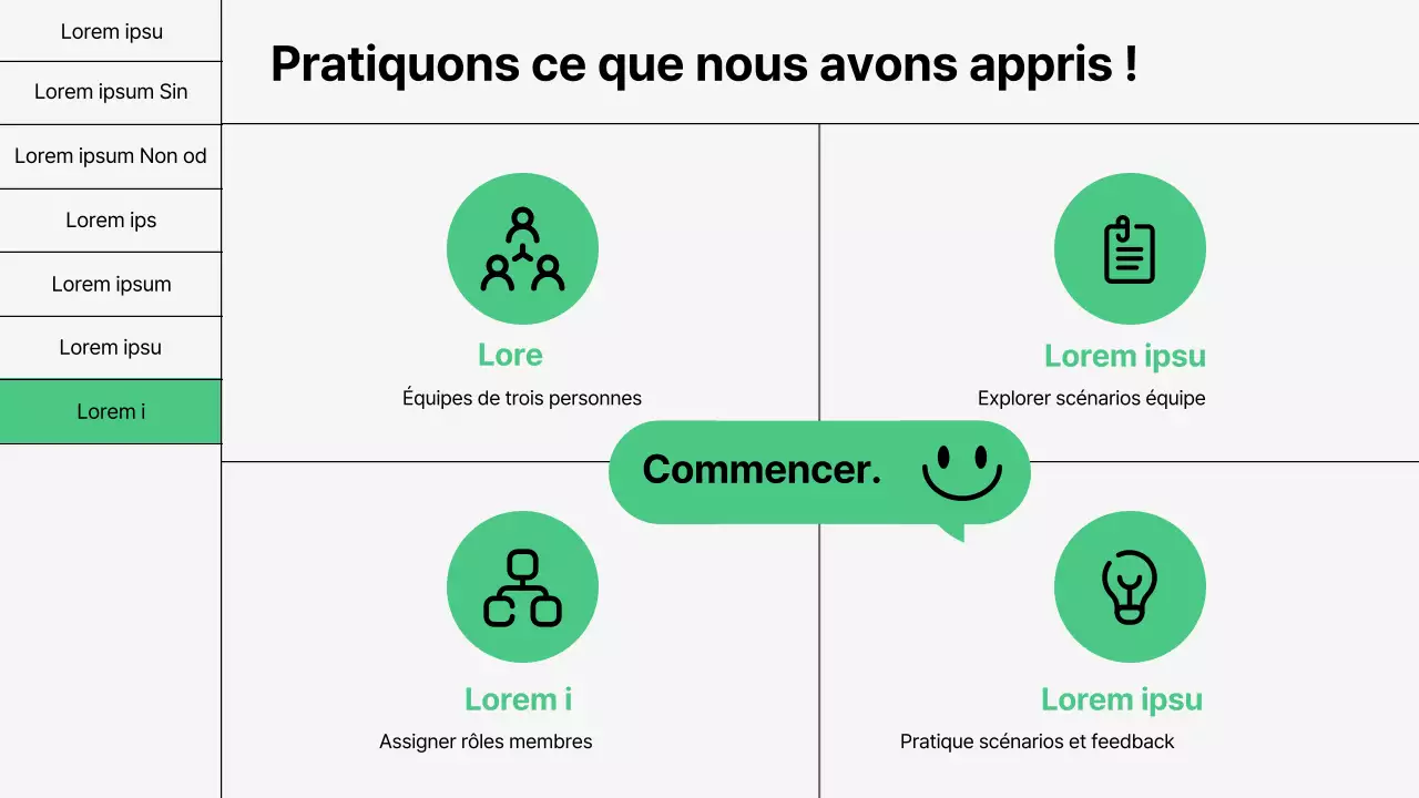 Formation aux techniques de communication de base en vert et blanc