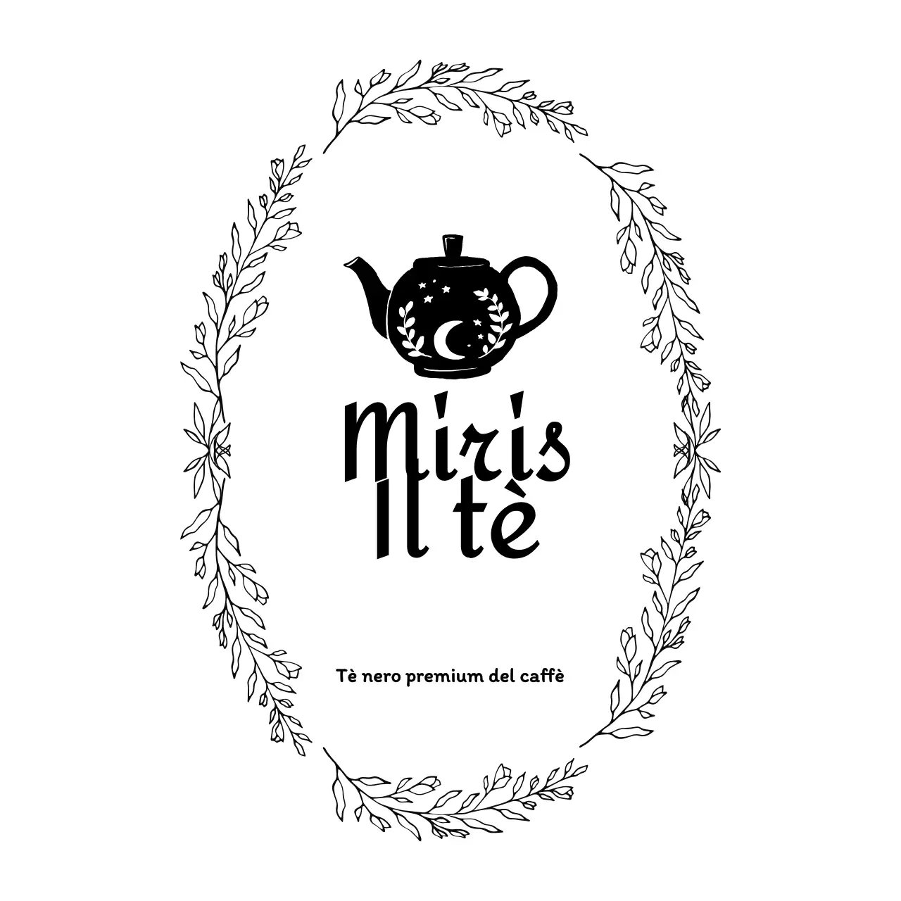 Logo della caffetteria con illustrazione di teiera in nero