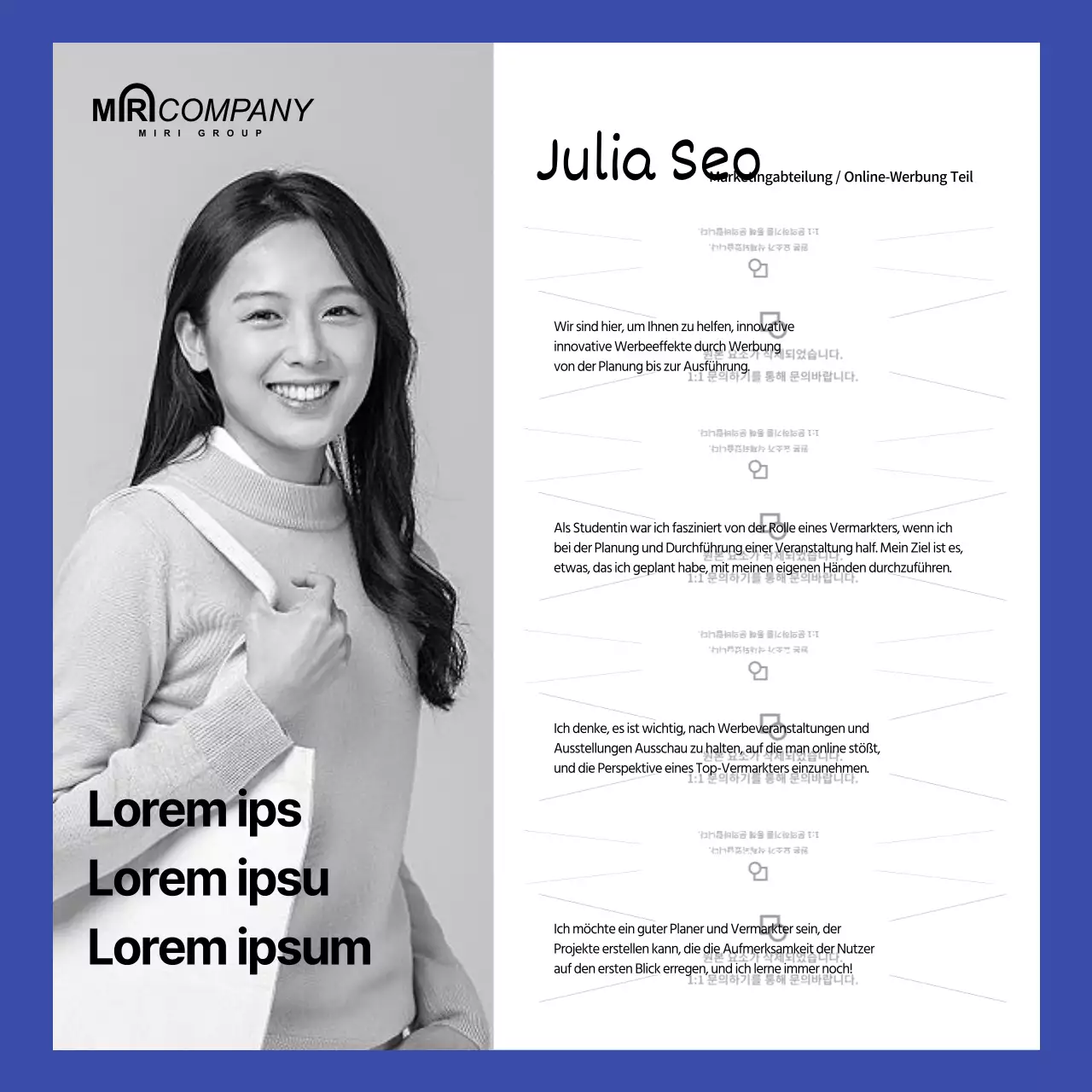 Blau gelb Konzept Corporate Mitarbeiter Einführung Karte Nachrichten Social Media Inhalt