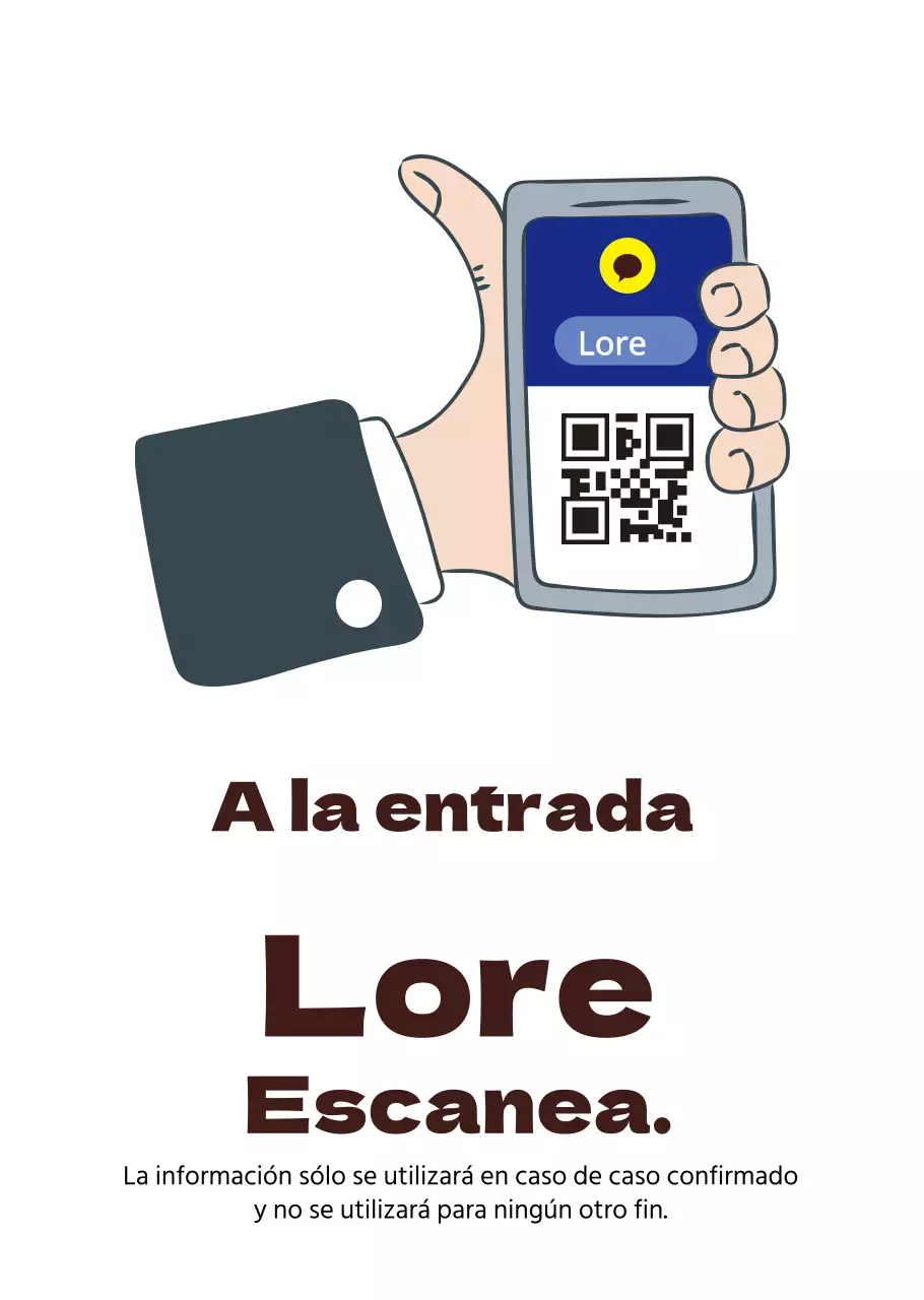 Ilustración a mano Código QR Corona Listado Cartel Transparente
