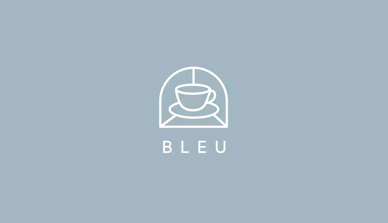 Icône de café simple bleu clair pastel carte de visite pour un café