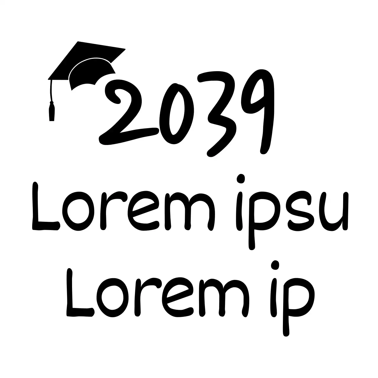 Mensagem de parabéns pela formatura num estilo manuscrito simples com uma ilustração de um boné de solteiro