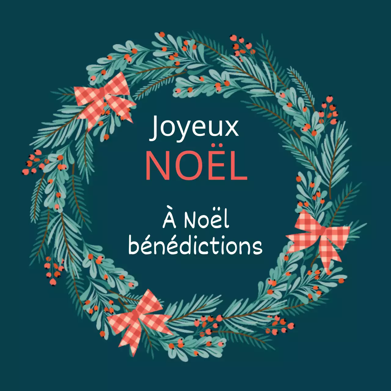 Étiquette de vœux de Noël illustrée rouge turquoise