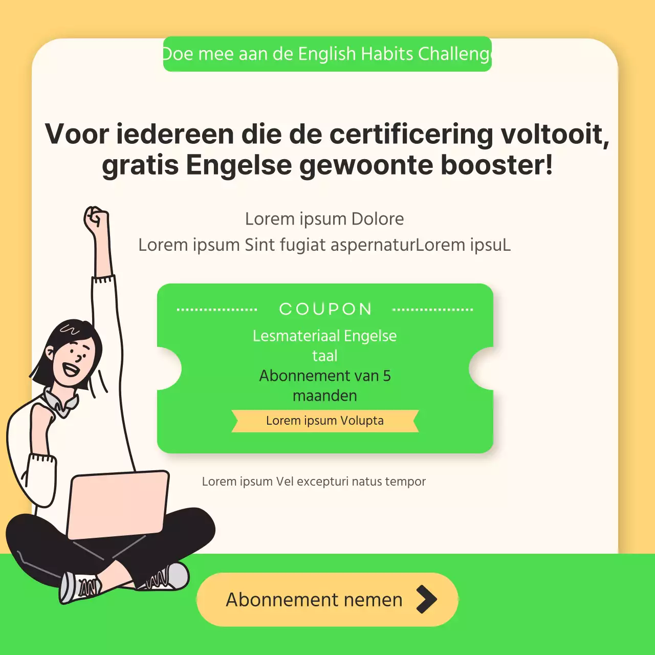 New Year's English Habits Challenge in chartreuse en geel