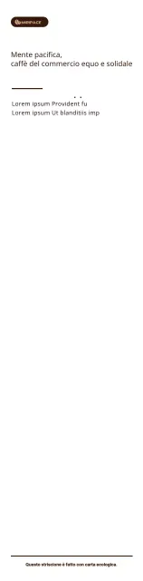 Informazioni sul caffè equo e solidale di colore marrone e con testo semplice sullo scaffale