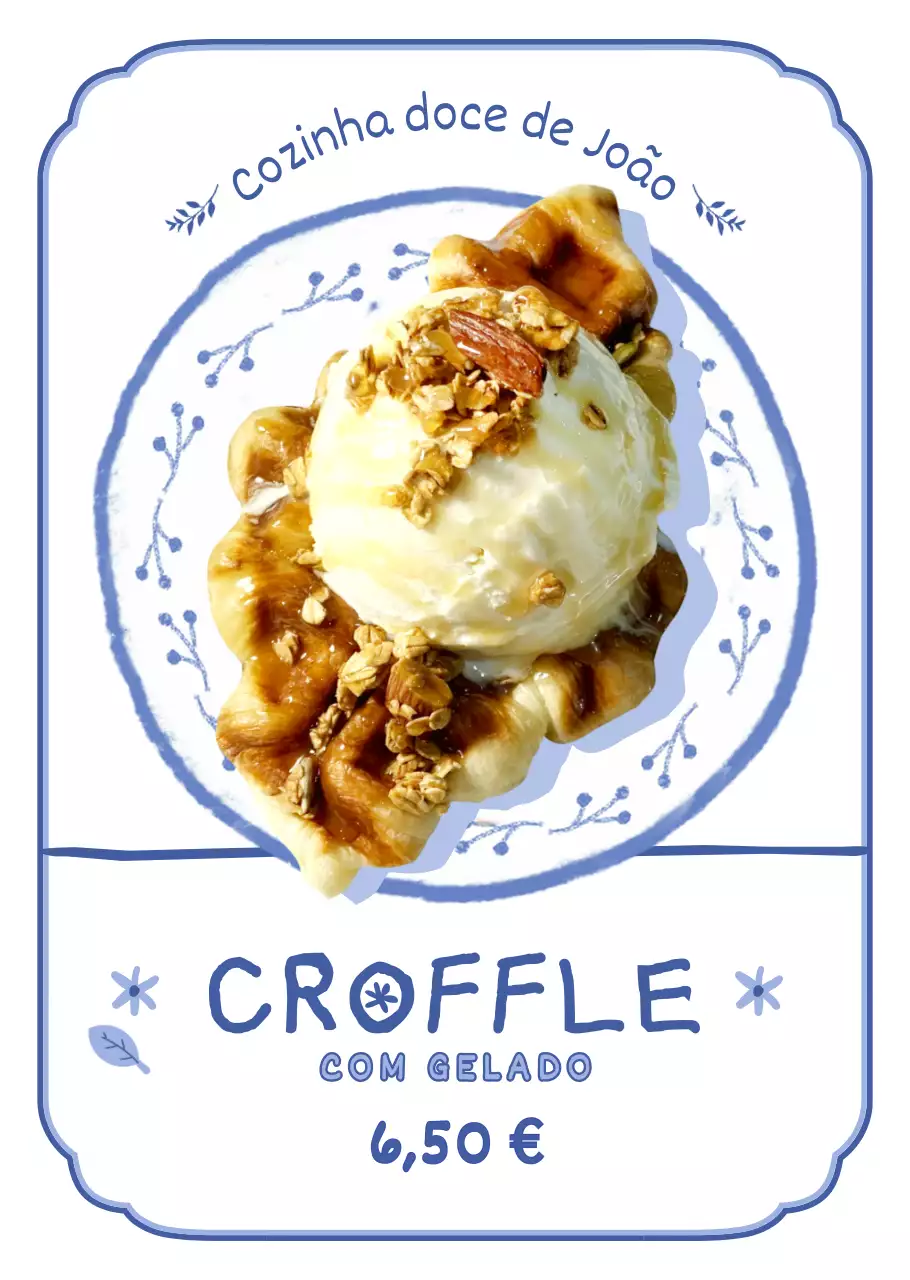 Croché ilustrado vintage em tons de azul