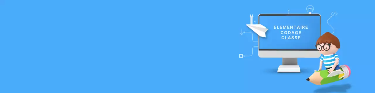 Blue Clean 3D Illustrated Coding Classroom Theme (Thème de classe pour le codage)