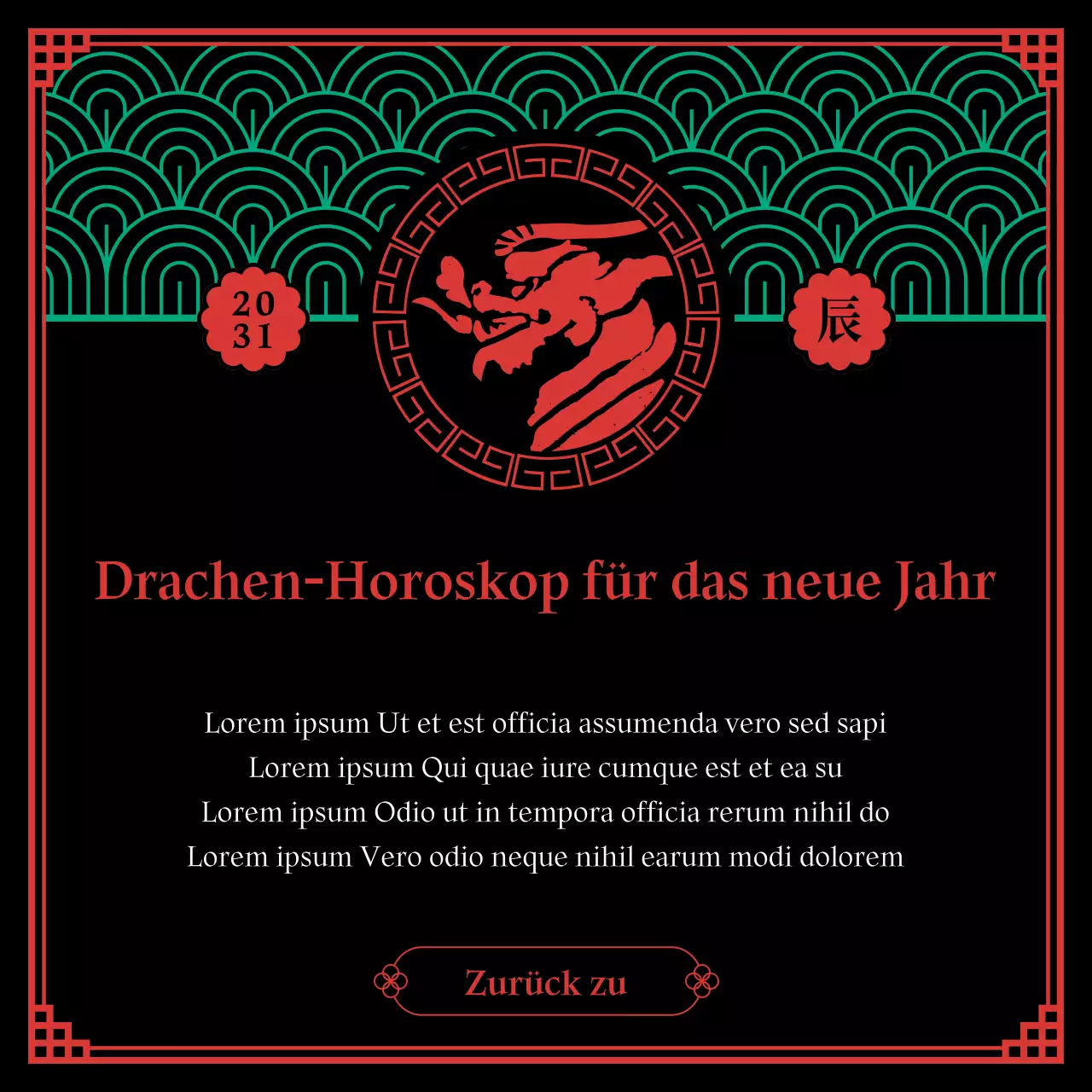 Ein schwarzes und fünfeckiges schamanisches Konzept des zodiakalen Neujahrshoroskops