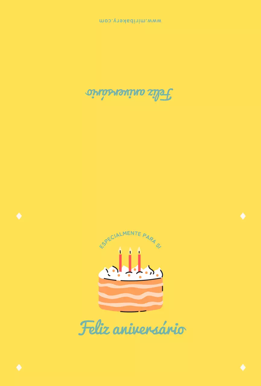 Bolo Ilustração Festa de aniversário em amarelo