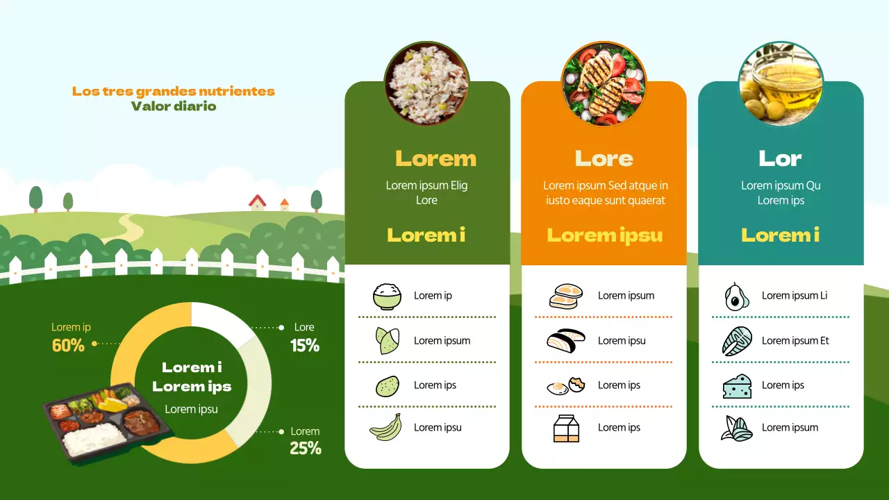 Guía de ingesta diaria de nutrientes con ilustraciones resaltadas en verde - copia - copia
