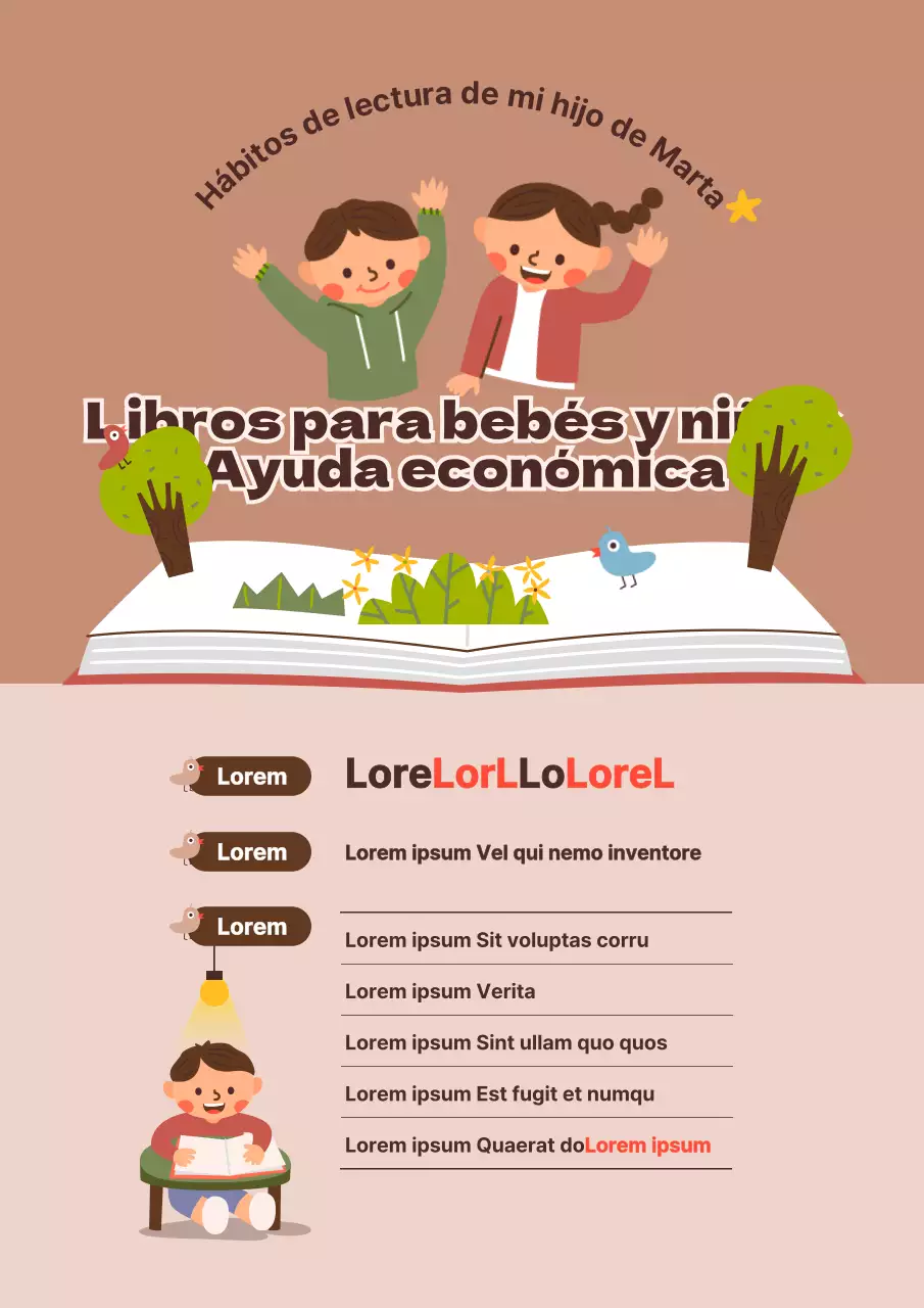 Libro de bebé tema de apoyo con marrón-beige lindo concepto de ilustración