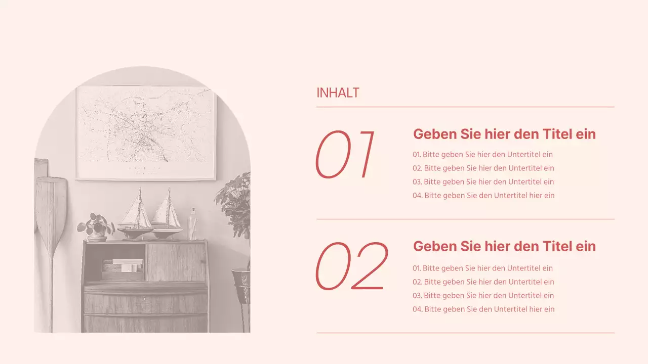 Präsentation verschiedener Layouts in beruhigenden Rottönen