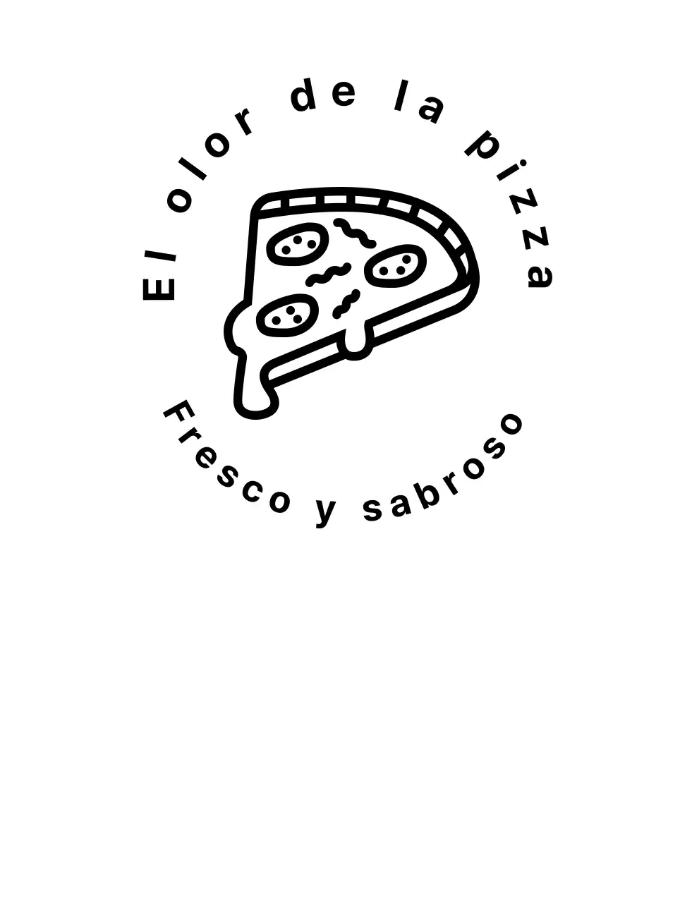 Pizza con logotipo simbólico y placa vintage negra y limpia