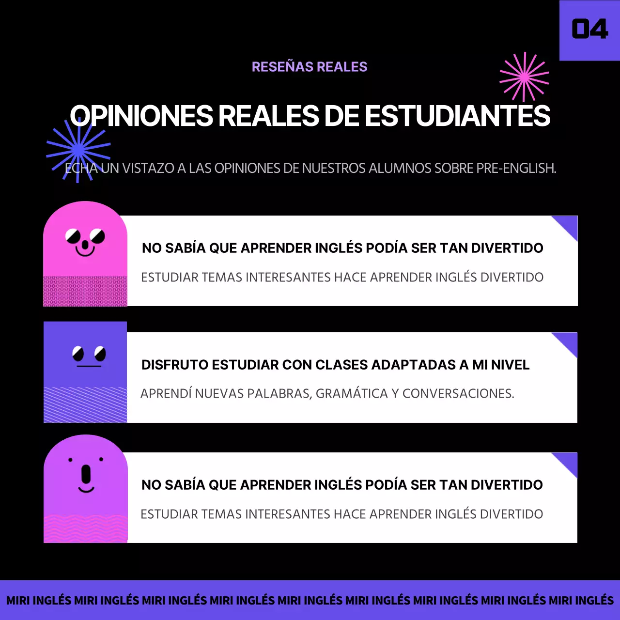 Programa de máster inglés en negro y púrpura