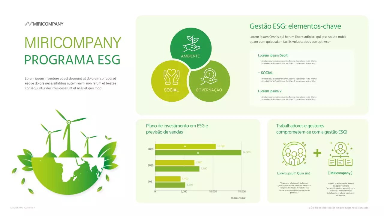 Infografia de gestão ESG verde-limão