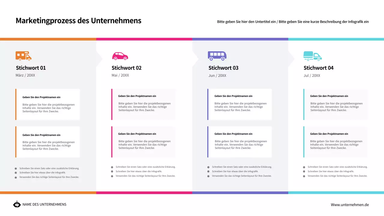 Fahrplan für ein einfaches Icon-Konzept mit Weiß und Akzentfarben