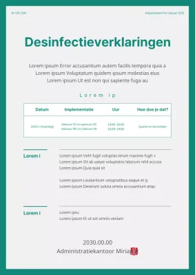 Desinfectiebericht voor appartementen in grijs en turkoois