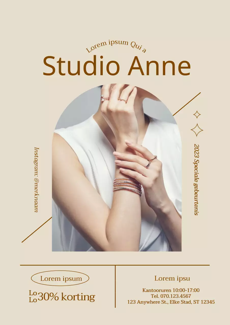 Beige, met foto uitgelicht juwelenevenement