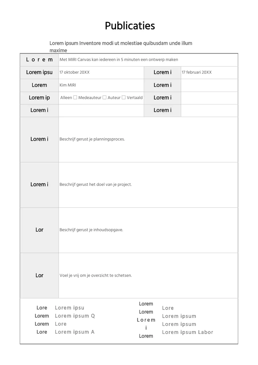 Eenvoudig basisformulier voor boekvoorstel