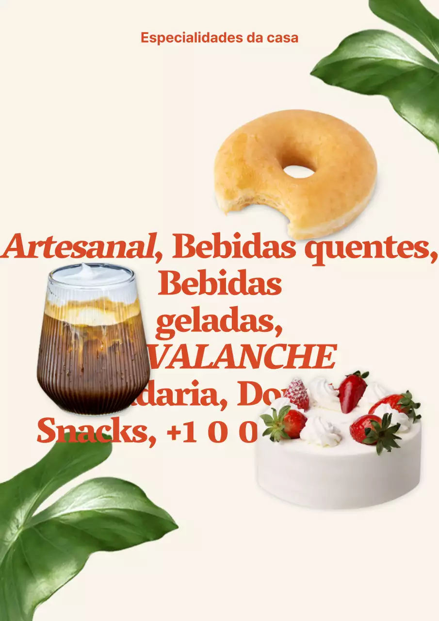 Menu de pastelaria de café em bege e vermelho