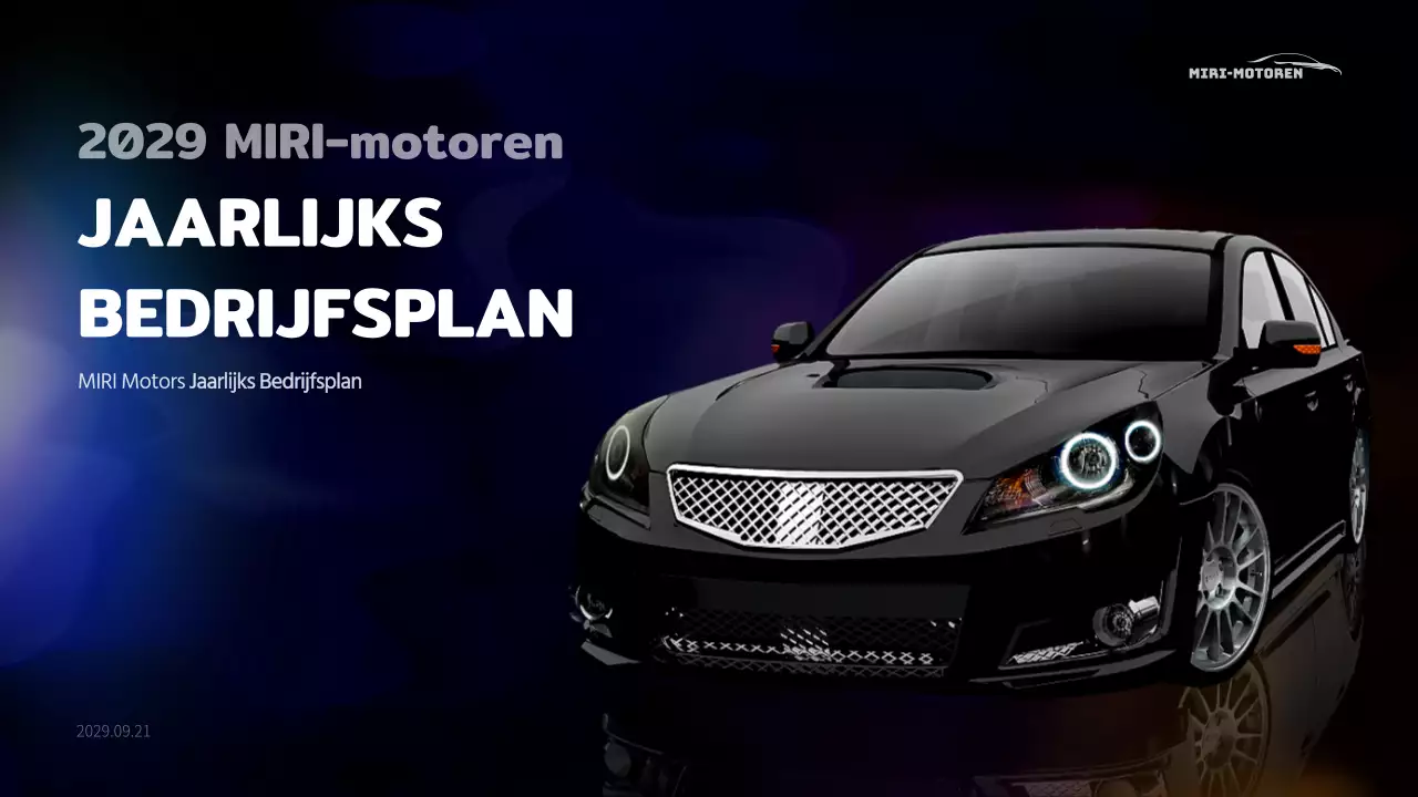 Automotive jaarlijks bedrijfsplan met blauwe en zwarte bewegende graphics concept