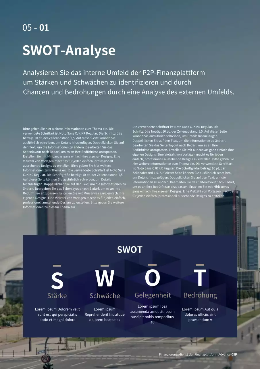 Marineblau Einfaches Unternehmen Unternehmensfinanzierung P2P-Businessplan