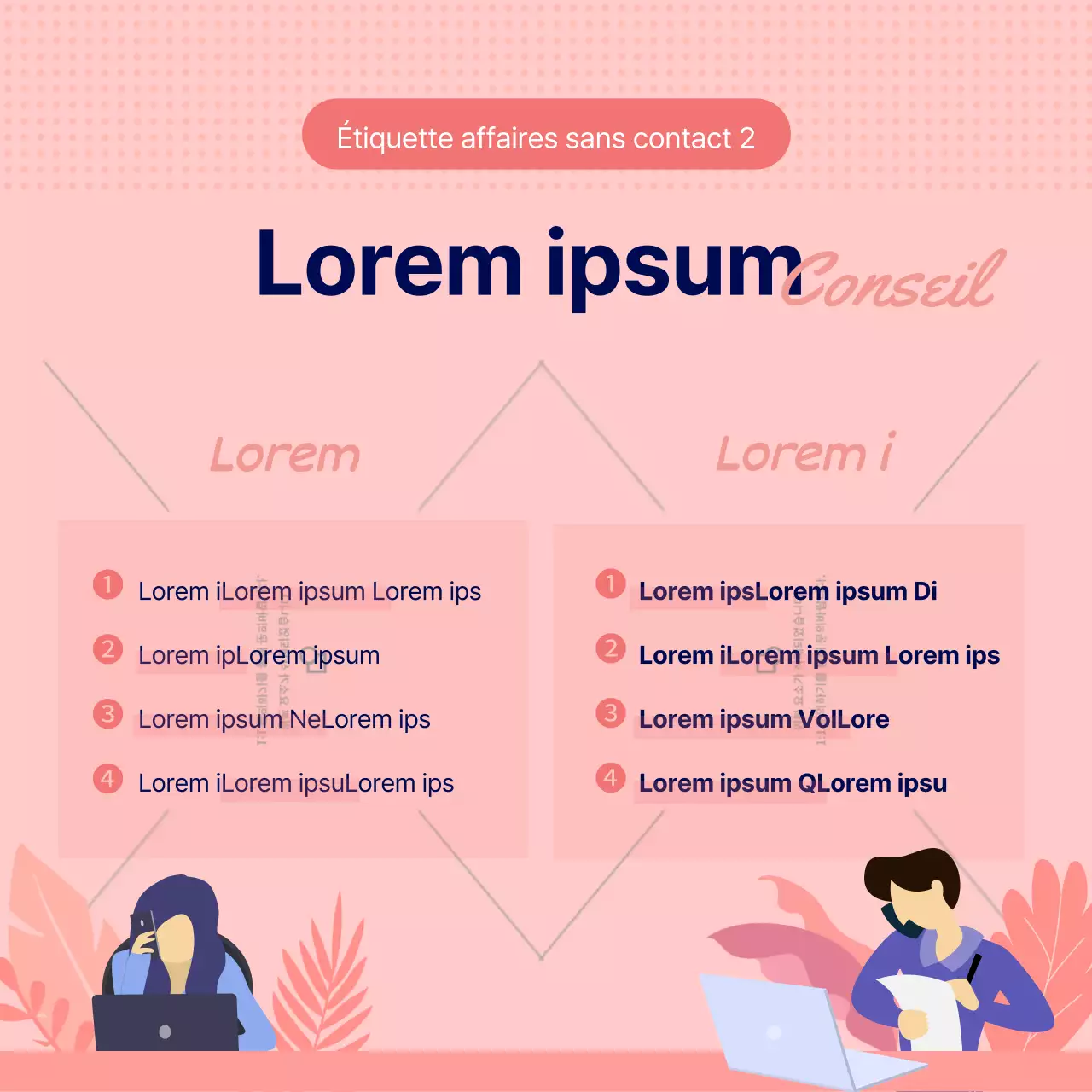 L'étiquette des entreprises sans contact rose et bleu