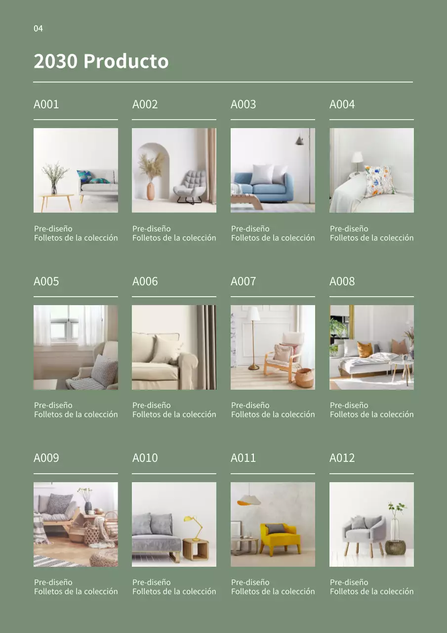Declaración de marca de muebles modernos en blanco y verde