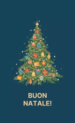 Etichetta natalizia illustrata blu per l'anniversario