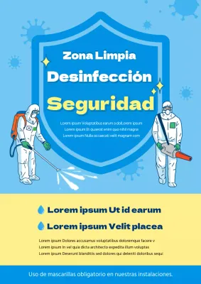 Modelo de documentación de instrucciones de desinfección azul y amarillo