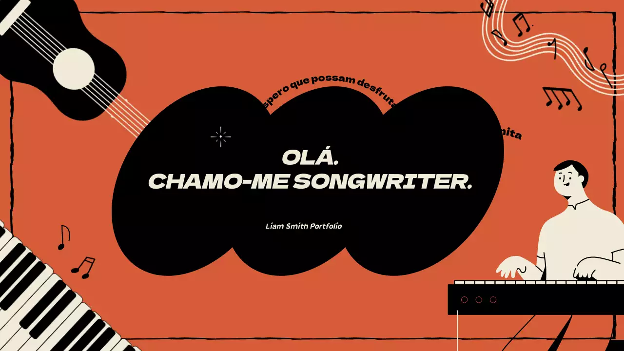Carteira de compositor em laranja e preto