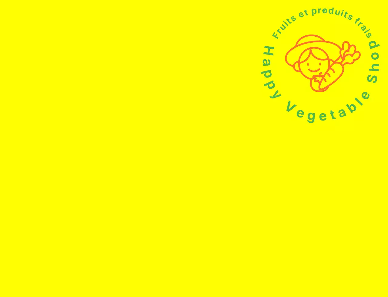 Gilet de magasin de légumes avec illustration linéaire simple en jaune, vert et orange