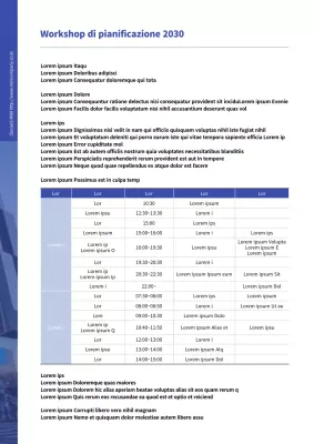 Formattazione del documento di proposta del workshop in tonalità blu