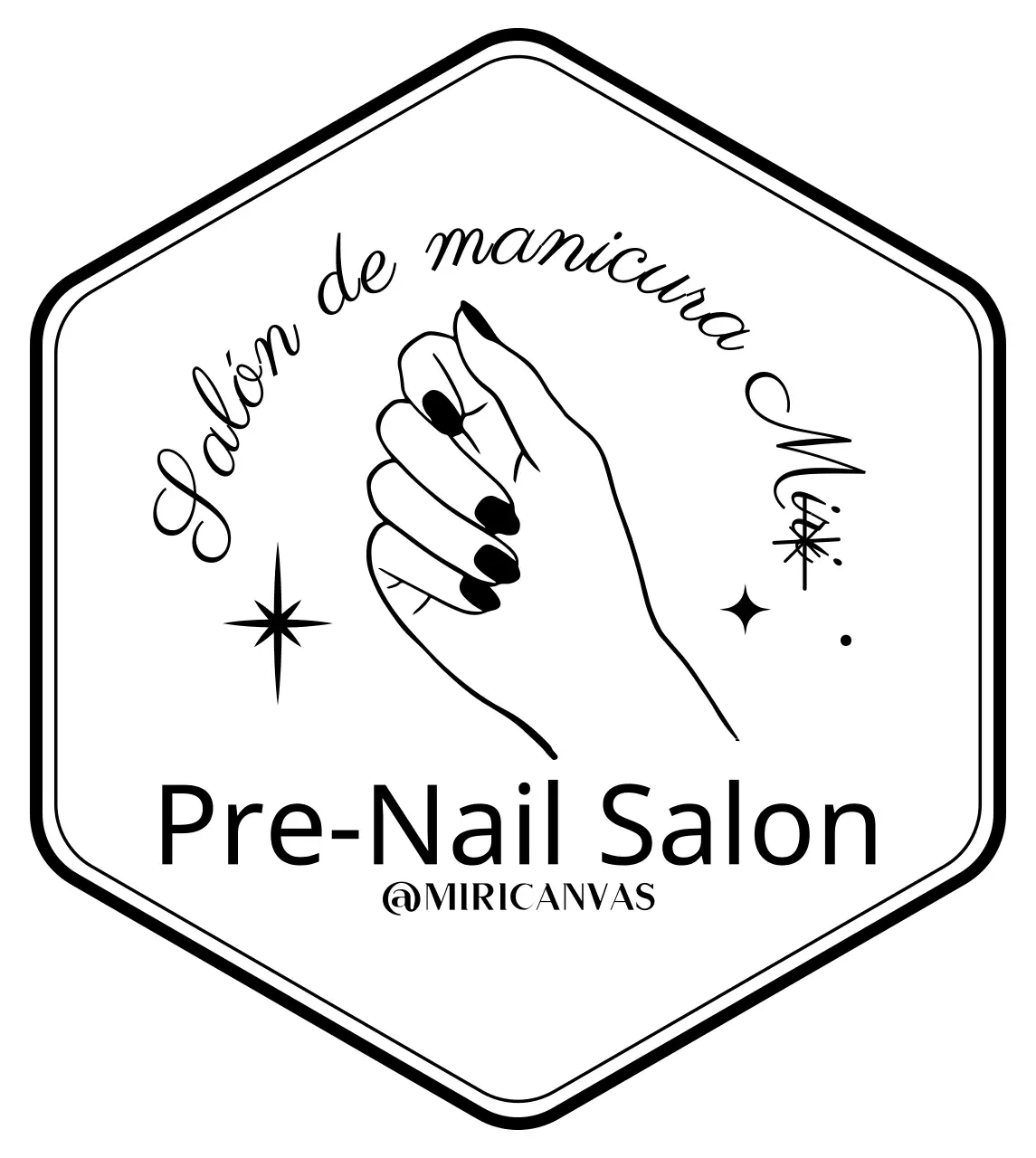Insignia estilo salón de manicura en mano ilustración