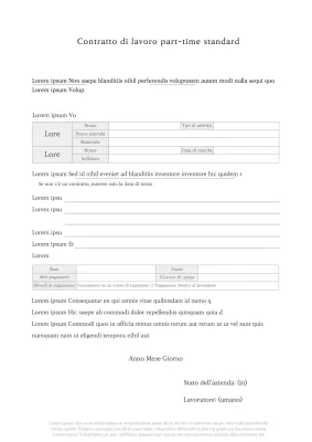 Formattazione pulita del documento Contratto di lavoro part-time a tempo parziale