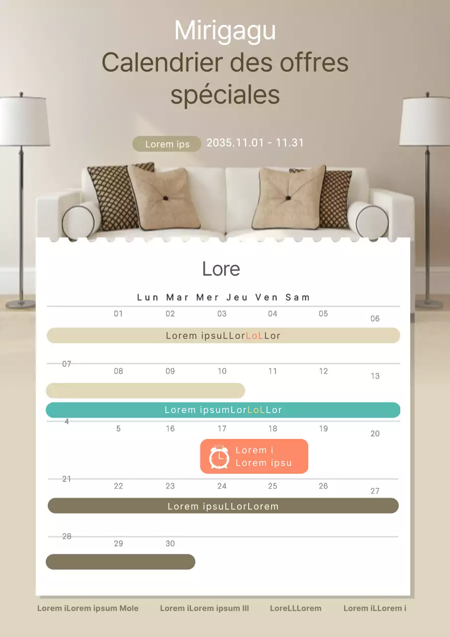 Calendrier des meubles d'appoint beige simple