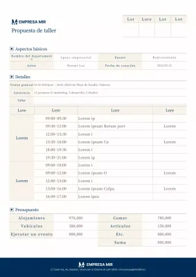 Documentos sencillos de planificación