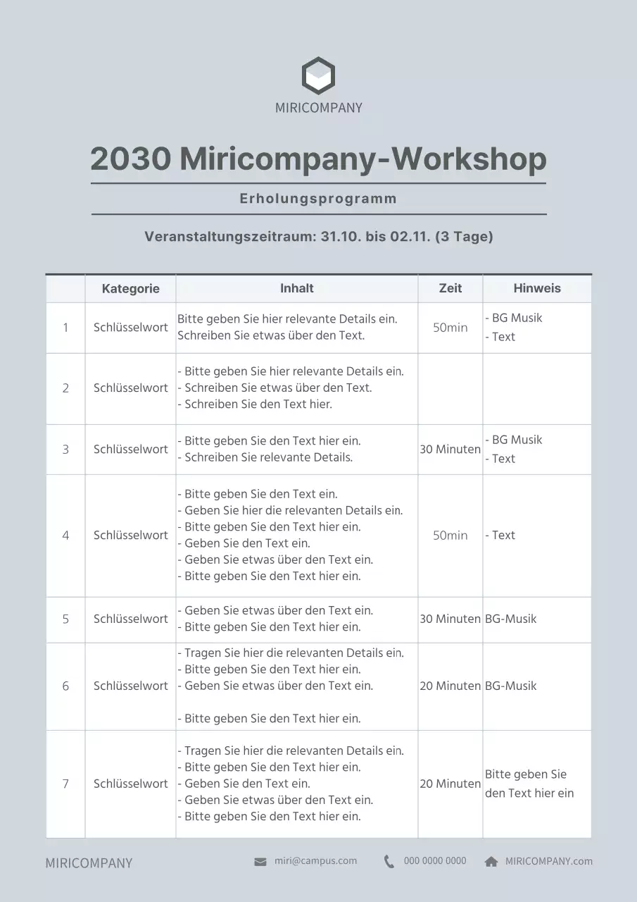 Ankündigung des Programms für blaue und saubere Freizeitgestaltung