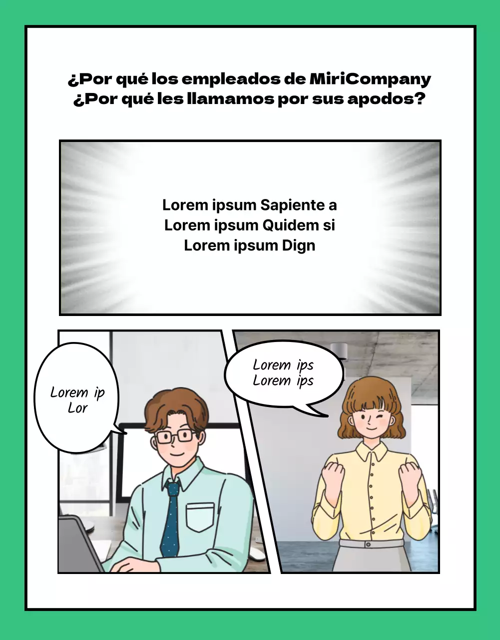 Página de noticias de la empresa en formato webtoon