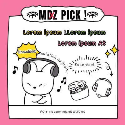 Mignonne promotion de marchandises parodiques Gen MZ dessinée à la main sur un fond rose