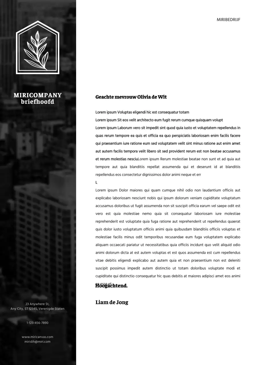 Modern concept zakelijk briefhoofd in wit en zwart