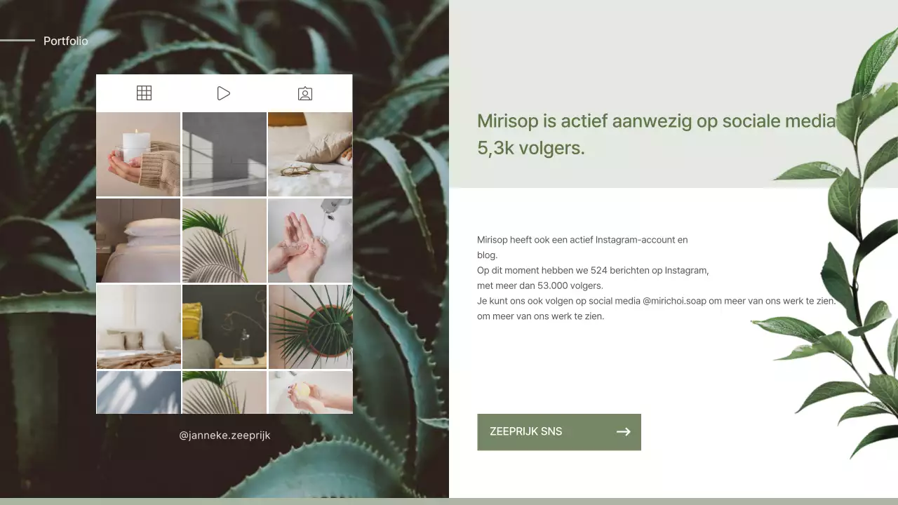 Instapvoorstel voor een groen-beige naturalistische conceptzeep