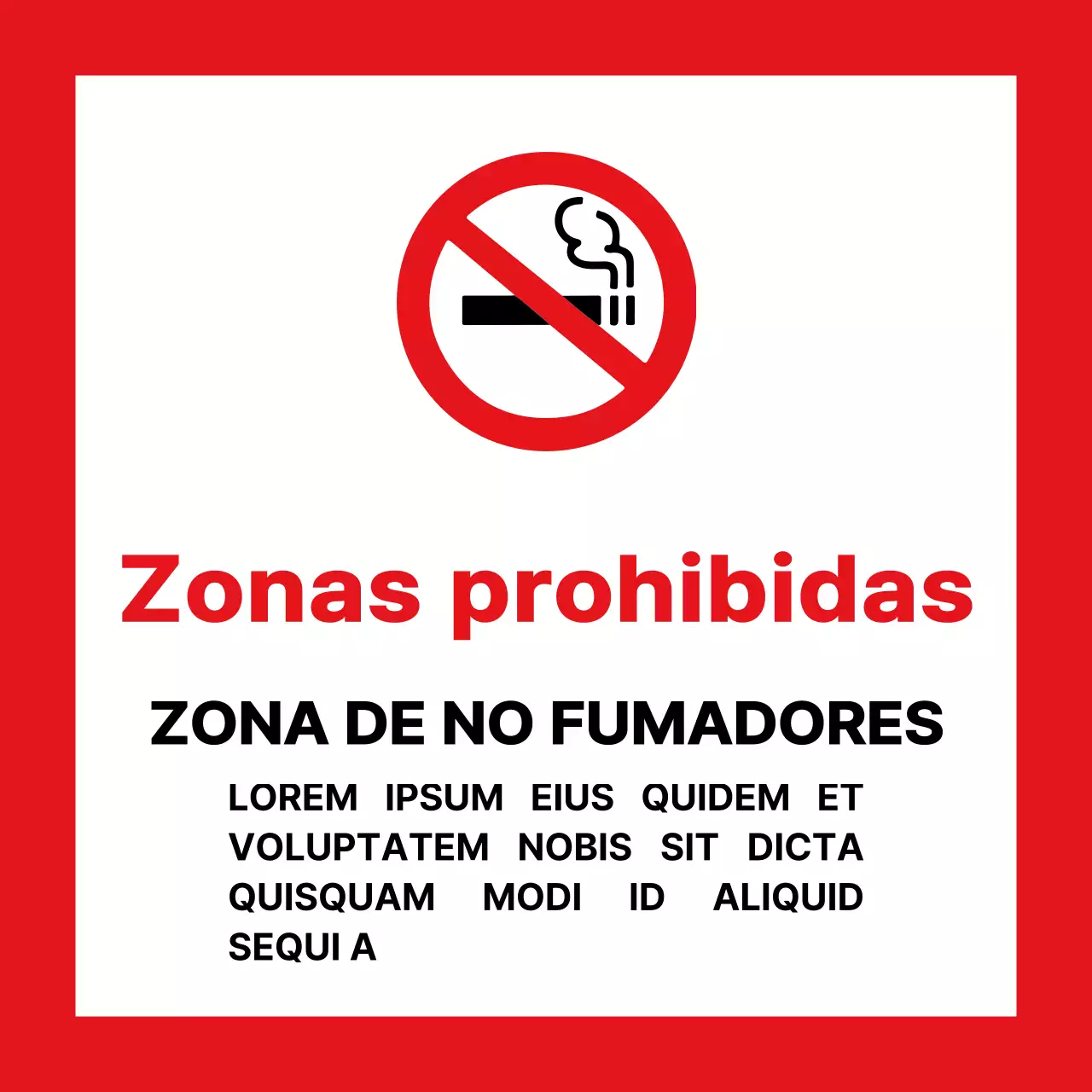 Rojo y negro Alineación básica simple del texto Estilo de diseño Sin información sobre fumadores