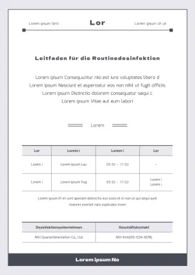 Ein einfacher, grauer, routinemäßiger Desinfektionshinweis