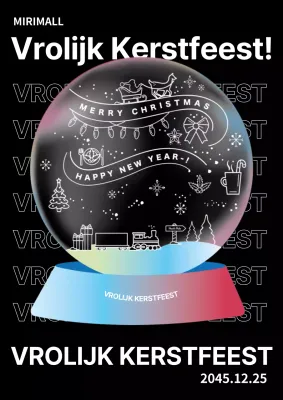 Zwarte Trendy Sneeuwbal Kunstwerk Kerst Poster