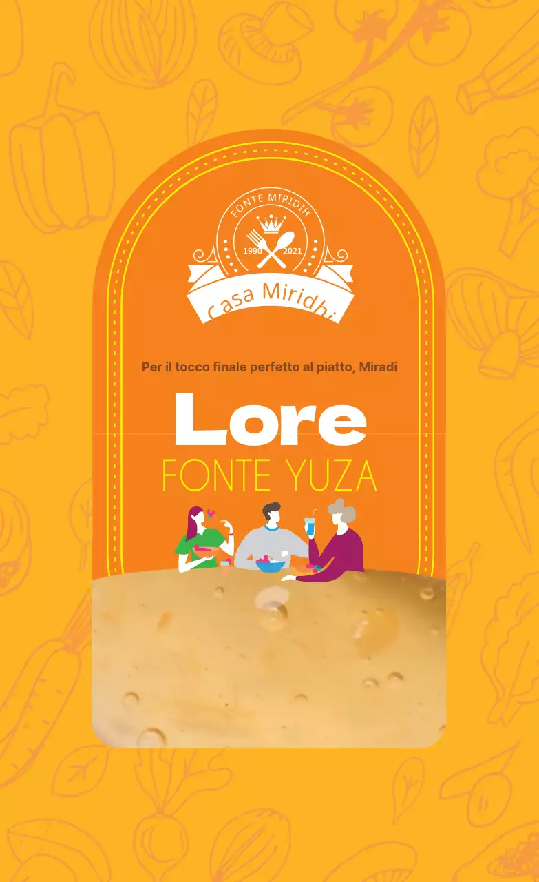 Etichetta fotografica vintage arancione per salsa al cedro