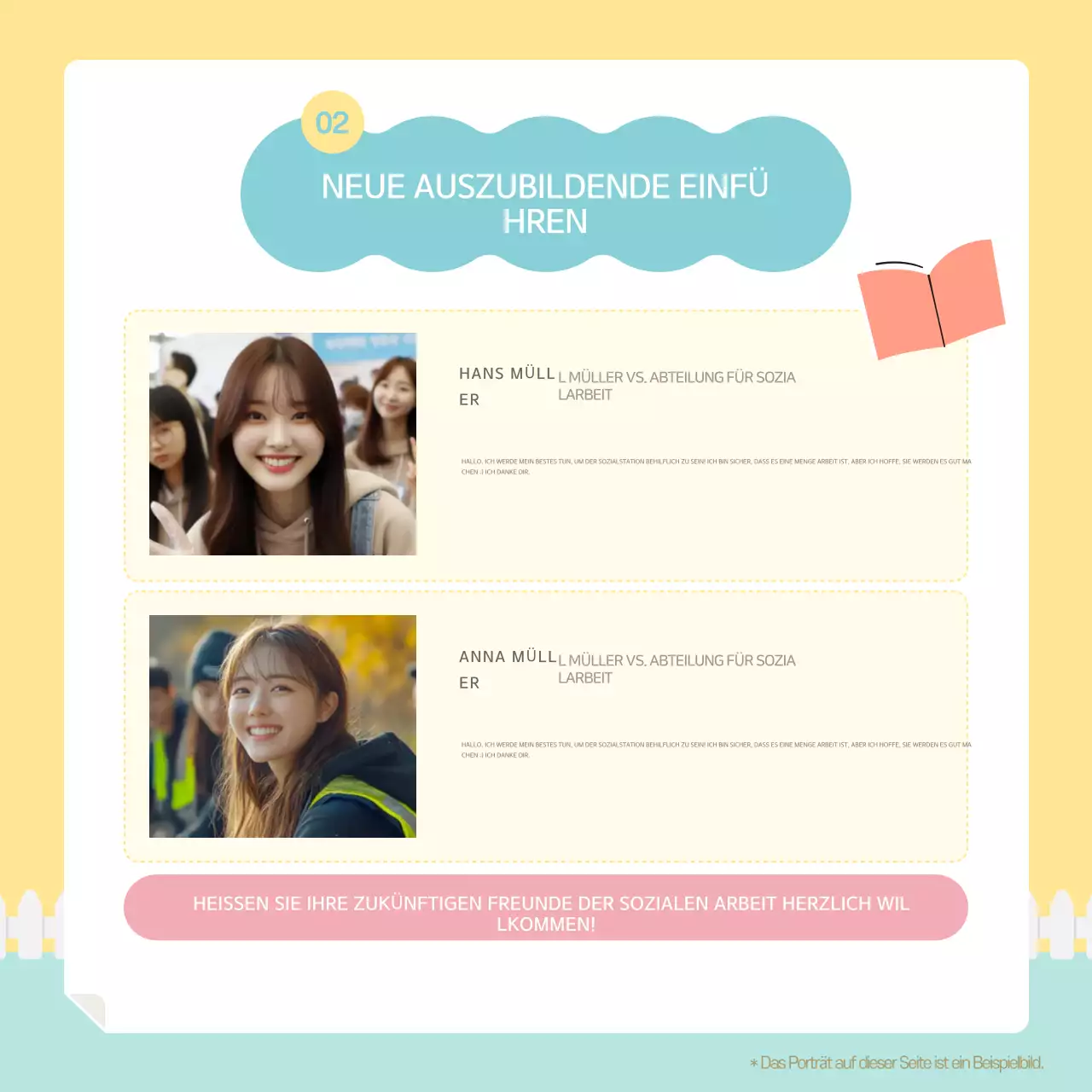 Der mintfarbene und gelbe Newsletter von unserer schönen Sozialstation