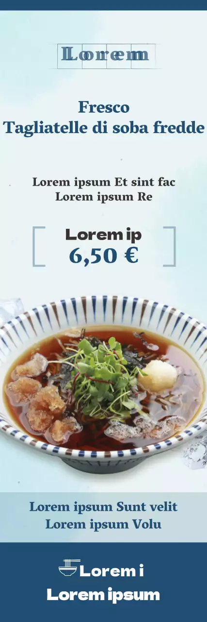 Cibo estivo freddo di grano saraceno X-banner in azzurro e blu