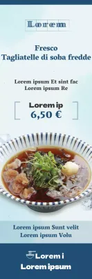 Cibo estivo freddo di grano saraceno X-banner in azzurro e blu