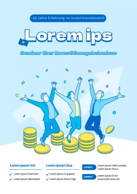 Das hellblaue und gelbe Büroangestellten-Thema im Investing-Kurs